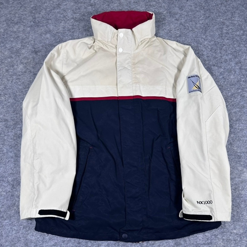 VTG Nautica Challenge NX1000 Jacket Mens Large Cream Navy Red Racing‎ Series